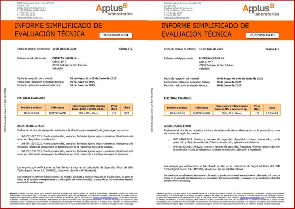 Informe de Evaluación Técnica Applus - Thor 20 Plus